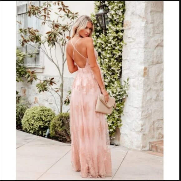 Vici x Luxxel Floral Pink Mauve Gown - Women's sz S - Picture 2 of 10